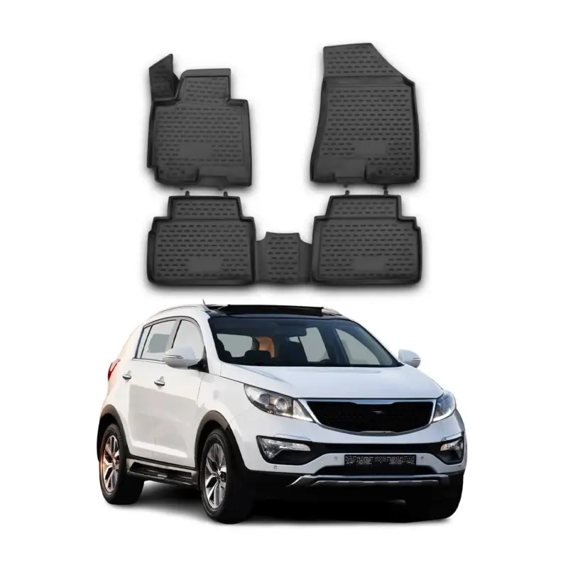 Schnäppchen OMAC Gummimatten Fußmatten für Kia Sportage 2010-2015 TPE Automatten Schwarz 4x