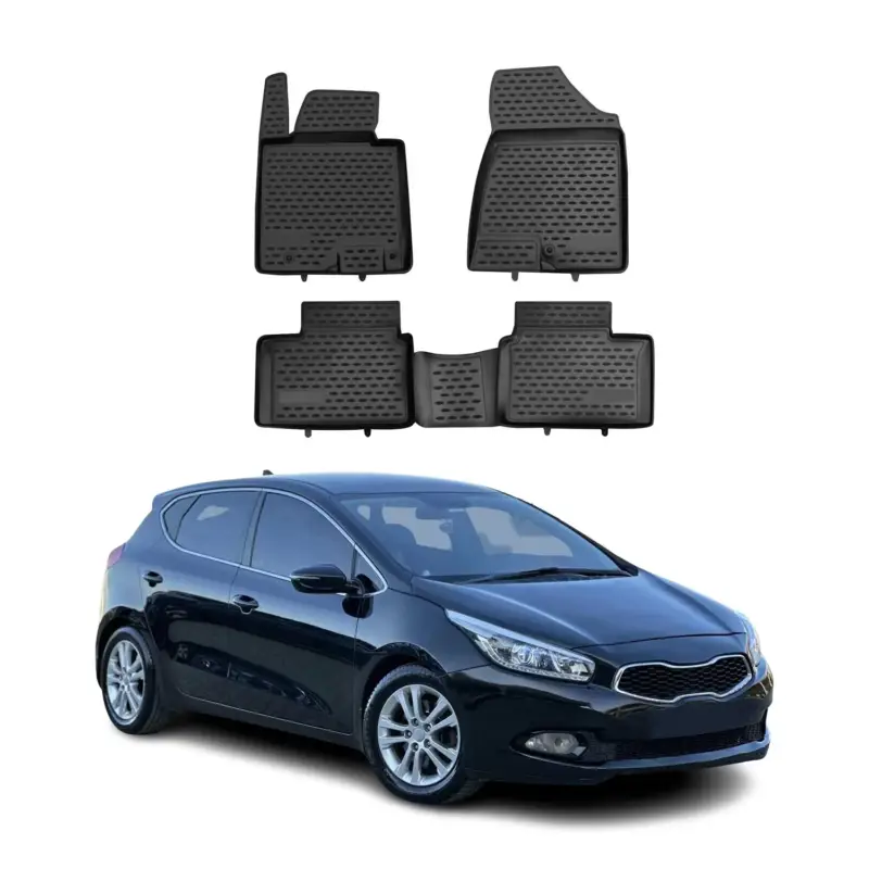Online Kaufen OMAC Gummimatten Fußmatten für Kia Ceed 2012-2018 TPE Automatten TPE Schwarz 4x