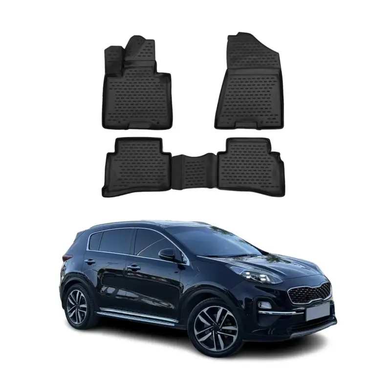 Ausverkauf OMAC Gummimatten Fußmatten für Kia Sportage 2015-2021 TPE Automatten Schwarz 4x