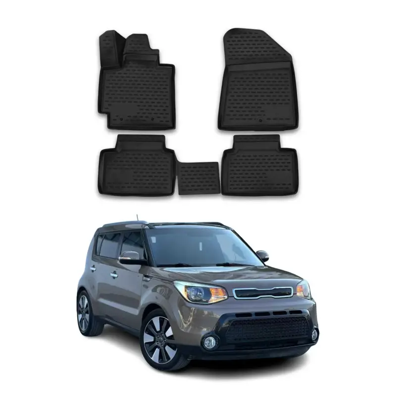 Preiswert OMAC Gummimatten Fußmatten für Kia Soul II 2014-2019 TPE Automatten Schwarz 4tlg