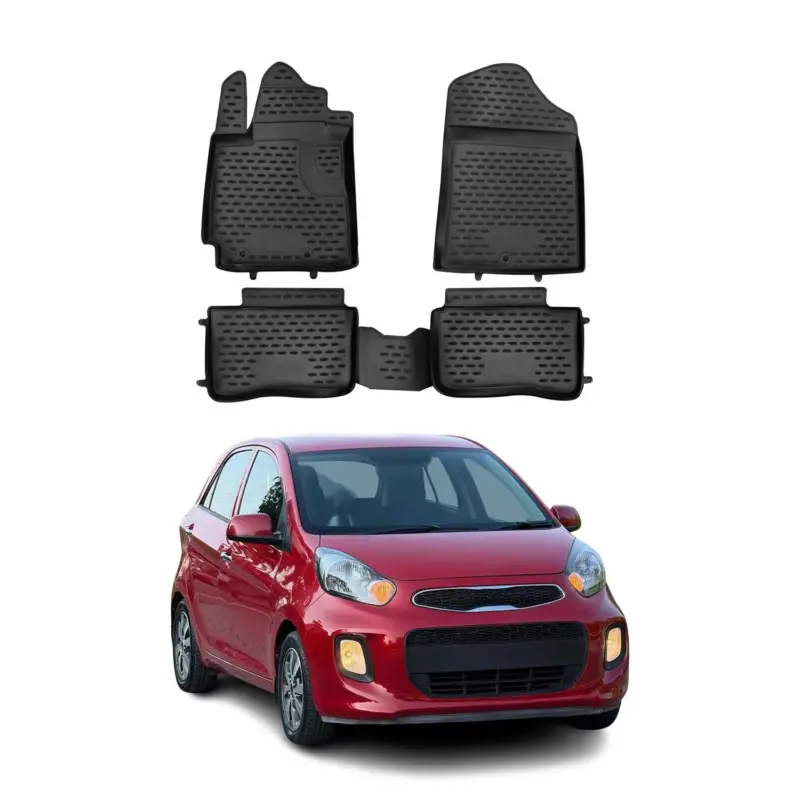 Sofort Bestellen OMAC Gummimatten Fußmatten für Kia Picanto 2011-2017 TPE Automatten Schwarz 4x