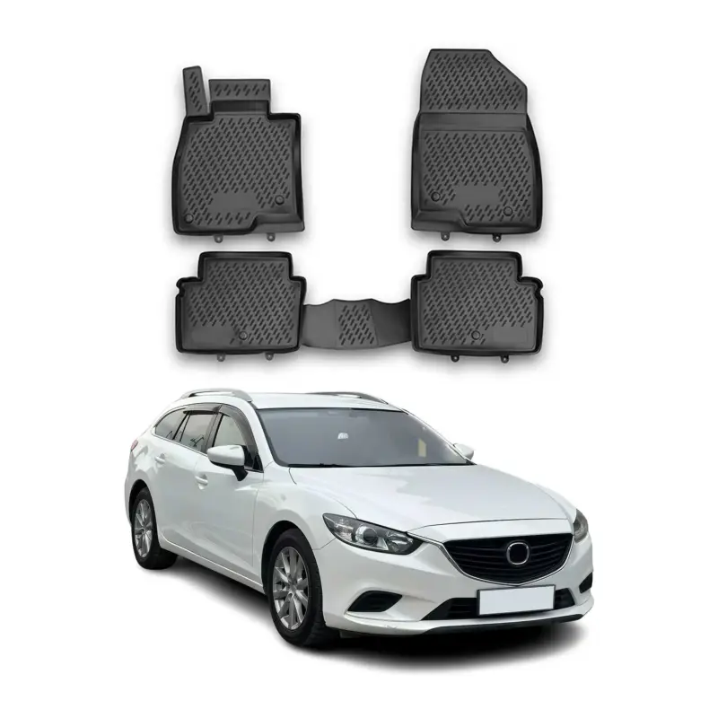 OMAC Gummimatten Fußmatten für Mazda 6 2012-2021 Wagon TPE Automatten Schwarz 4x Geprüft