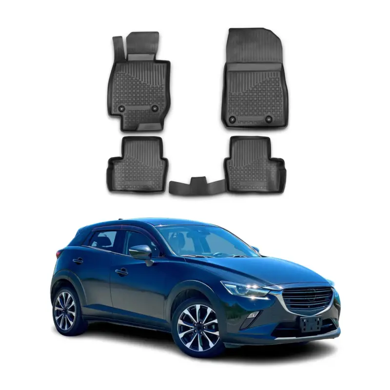 Aktuell OMAC Gummimatten Fußmatten für Mazda CX-3 2015-2024 TPE Automatten Schwarz 4x