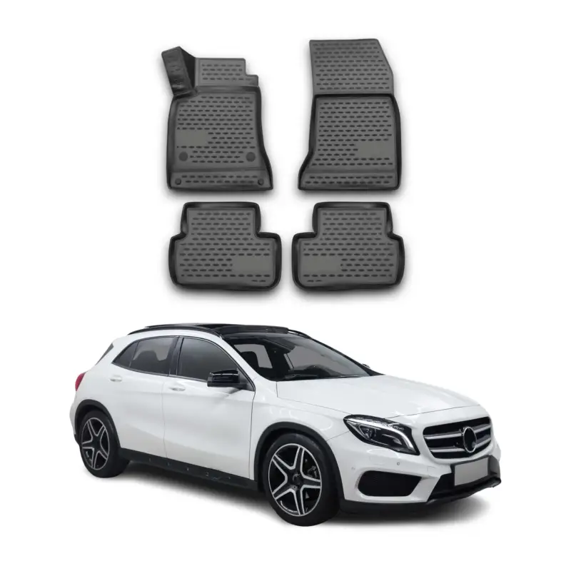 Direktkauf OMAC Gummimatten Fußmatten für Mercedes GLA Klasse 2014-2021 TPE Schwarz 4x