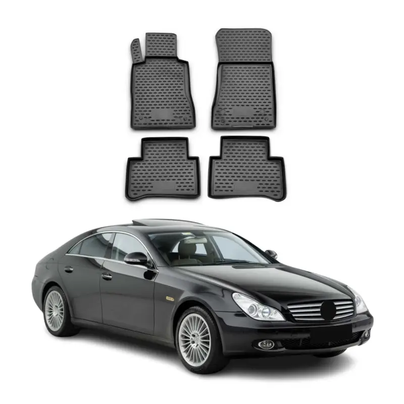 Günstig OMAC Gummimatten Fußmatten für Mercedes CLS W219 2004-2010 TPE Matten Schwarz 4x