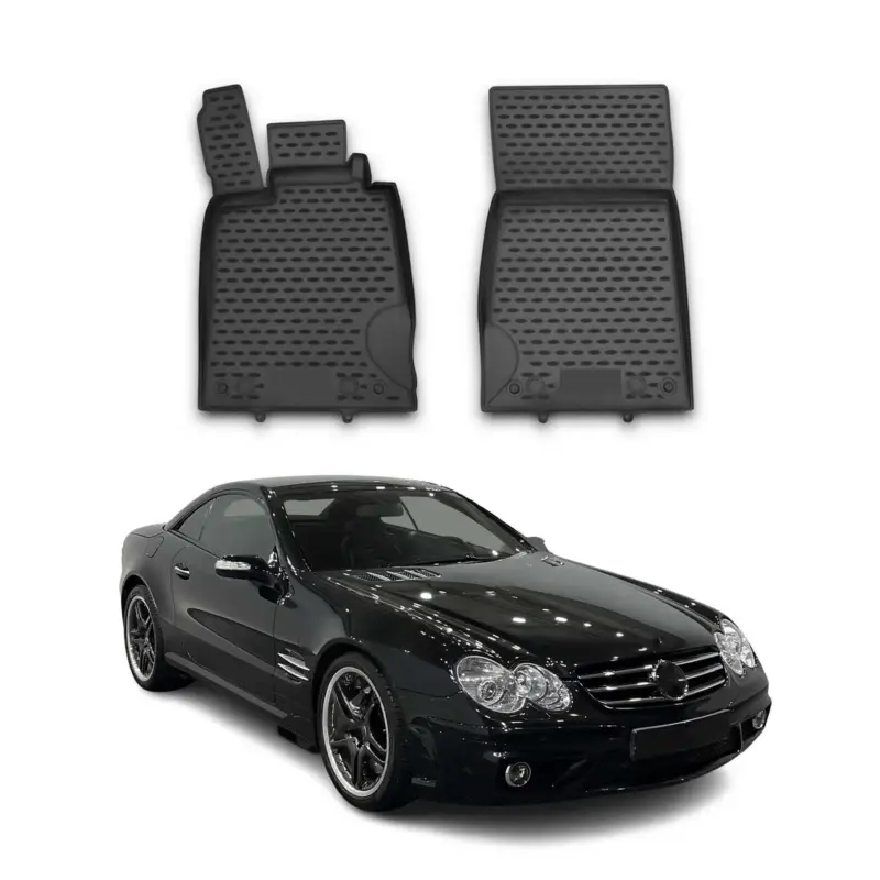 Highlight OMAC Gummimatten Fußmatten für Mercedes SL R230 2008-2012 TPE Matten Schwarz 2x