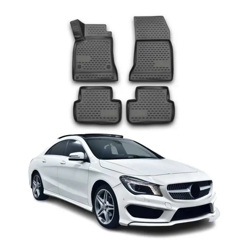 Neuheit OMAC Gummimatten Fußmatten für Mercedes CLA C117 2013-2019 TPE Matten Schwarz 4x