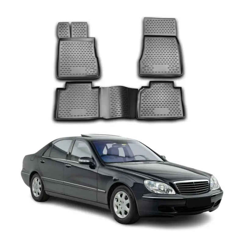 OMAC Gummimatten Fußmatten für Mercedes S W220 1998-2005 Lang TPE Schwarz 4x Kracherpreis