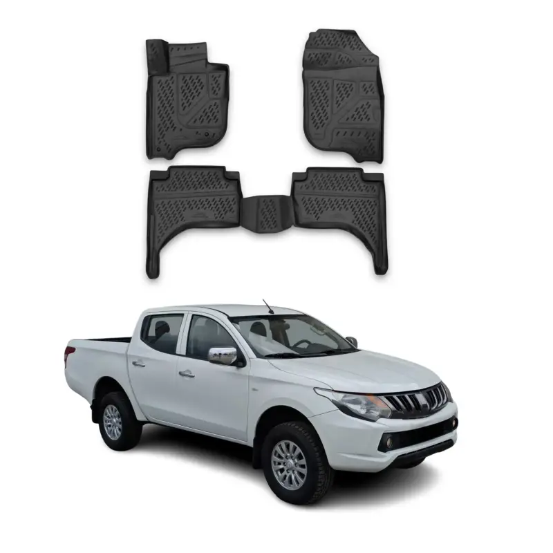 Must-Have OMAC Gummimatten Fußmatten für Mitsubishi L200 2015-2021 TPE Matten Schwarz 4x