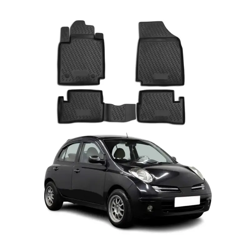Bestpreis OMAC Gummimatten Fußmatten für Nissan Micra 2005-2010 TPE Automatten Schwarz 4x