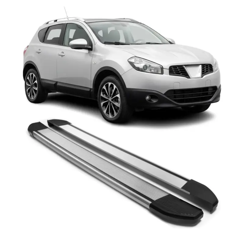 Alu Seitenschweller Trittbretter für Nissan Qashqai J10 2006-2014 Silber 2tlg Sonderangebot