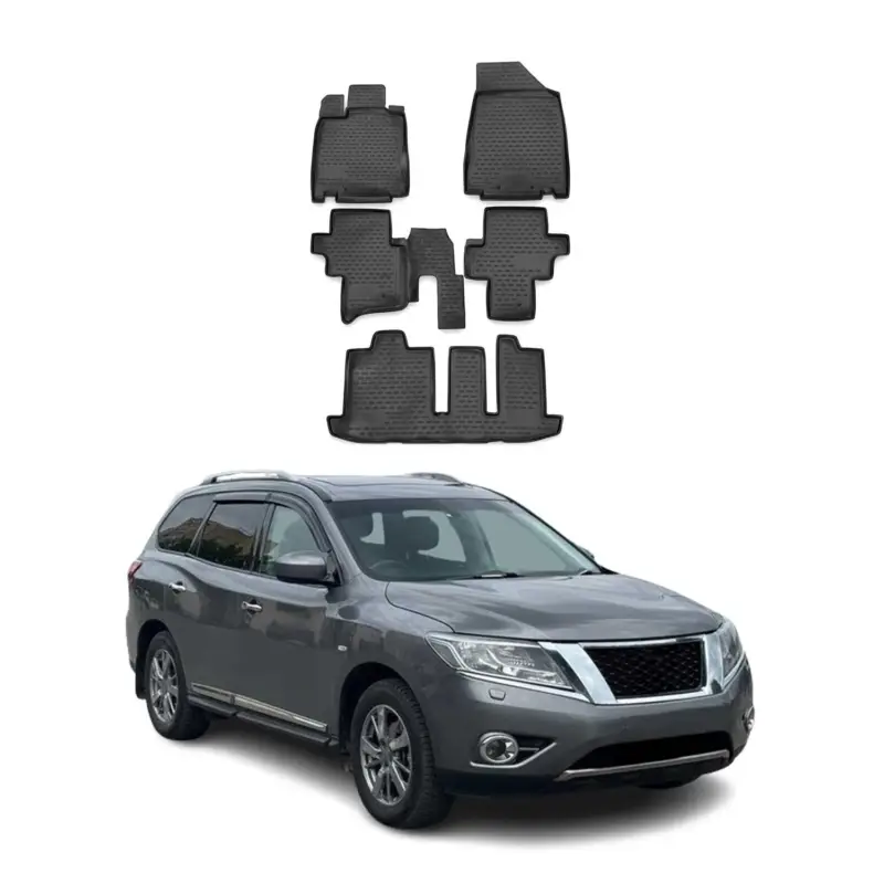Solange Der Vorrat Reicht OMAC Gummimatten Fußmatten für Nissan Pathfinder R52 2013-2016 TPE Schwarz 5x