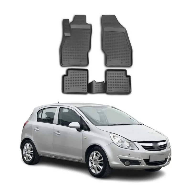Sale OMAC Gummimatten Fußmatten für Opel Corsa D 2006-2014 TPE Automatten Schwarz 4x