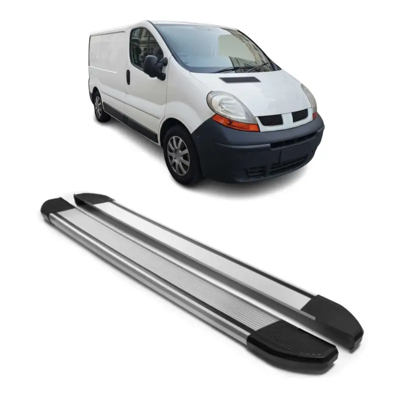 Alu Seitenschweller Trittbretter für Opel Vivaro 2001-2014 Kurzer L1 Silber 2tlg Schneller Versand