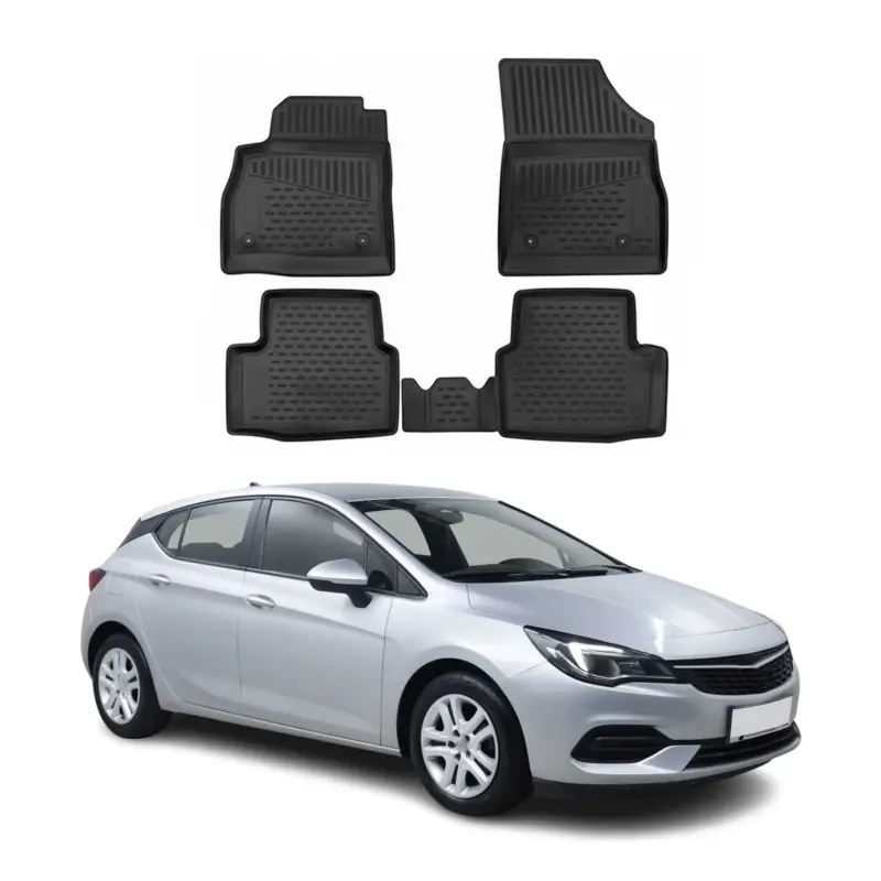 OMAC Gummimatten Fußmatten für Opel Astra K 2015-2021 TPE Automatten Schwarz 4x Versand Am Gleichen Tag