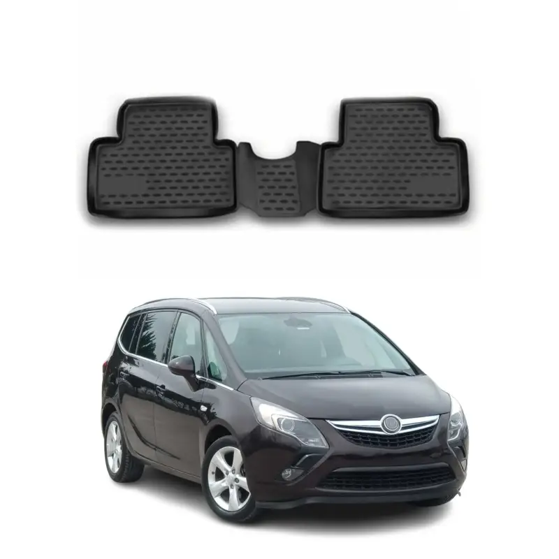 OMAC Gummimatten Fußmatten für Opel Zafira C 2011-2019 7-Sitz TPE Schwarz 2x Must-Have