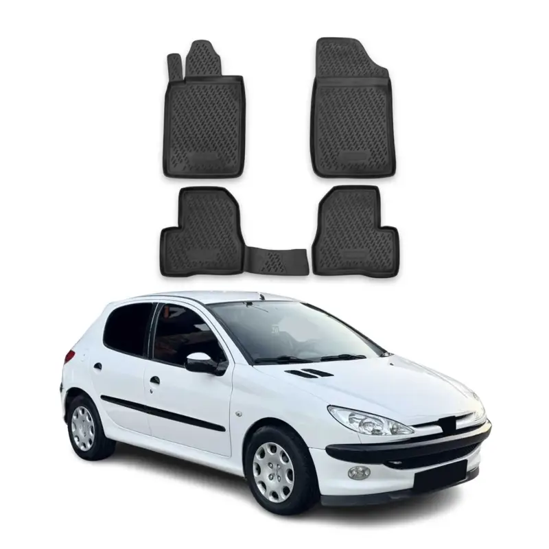 Markenprodukt OMAC Gummimatten Fußmatten für Peugeot 206 1998-2009 TPE Automatten Schwarz 4x