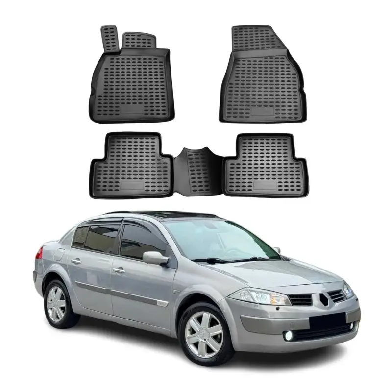 Top-Preis OMAC Gummimatten Fußmatten für Renault Megane 2002-2009 TPE Automatte Schwarz 4x