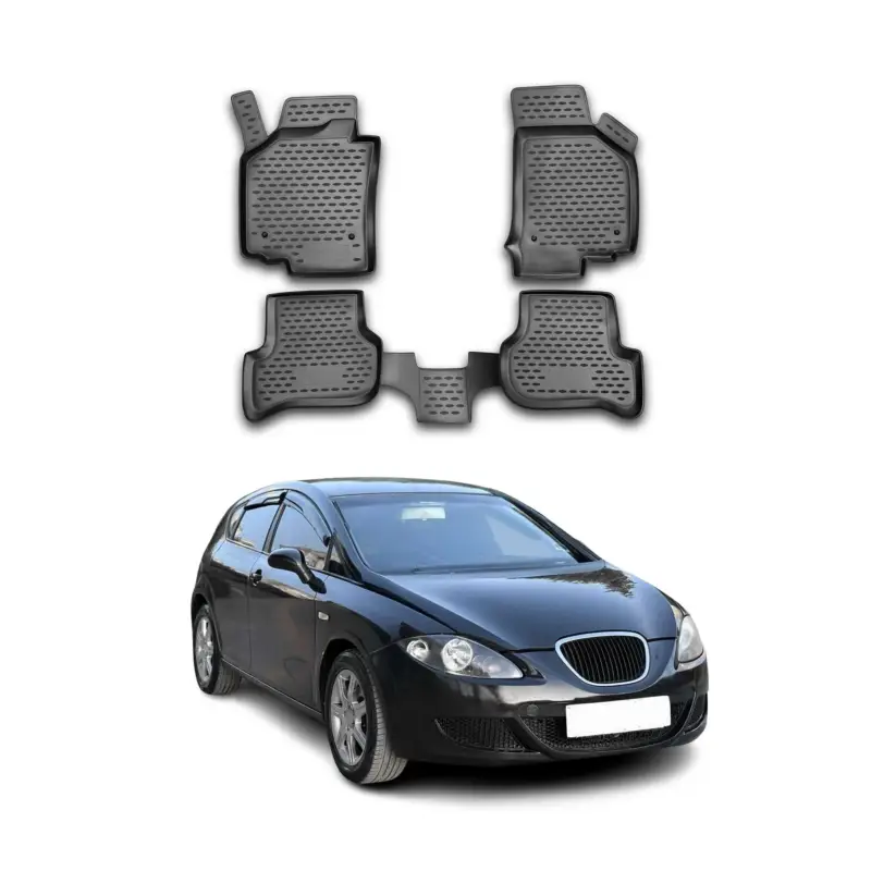 Begrenztes Angebot OMAC Gummimatten Fußmatten für Seat Leon 2005-2012 TPE Automatten Schwarz 4x