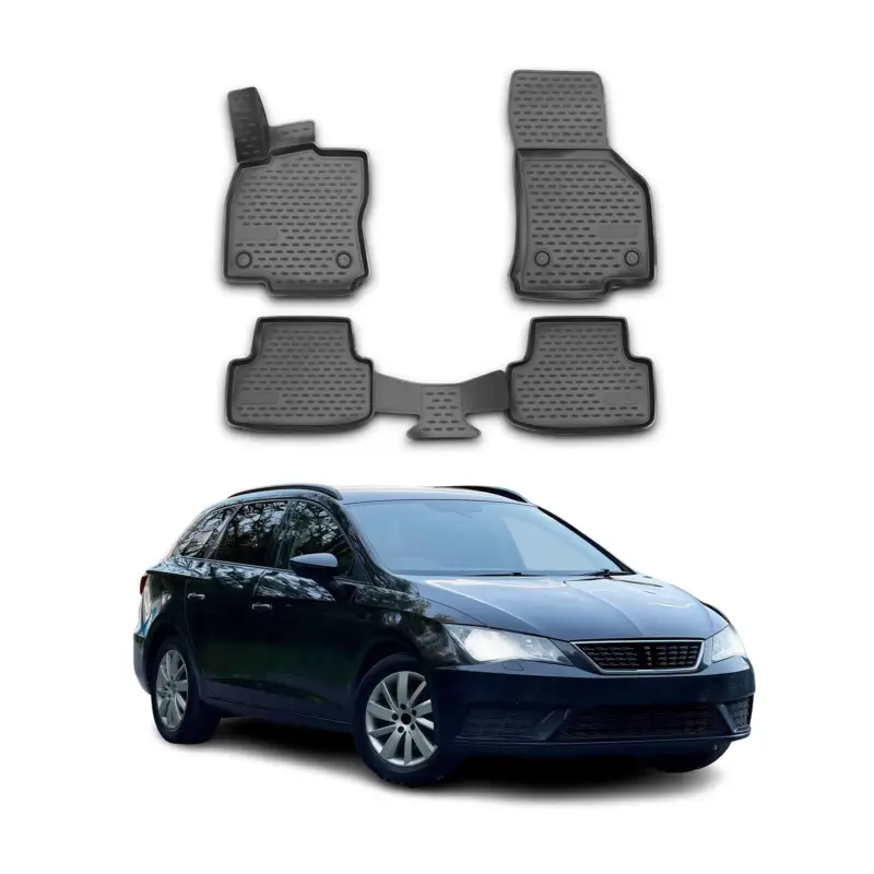 OMAC Gummimatten Fußmatten für Seat Leon 2012-2020 TPE Automatten Schwarz 4x Abverkauf