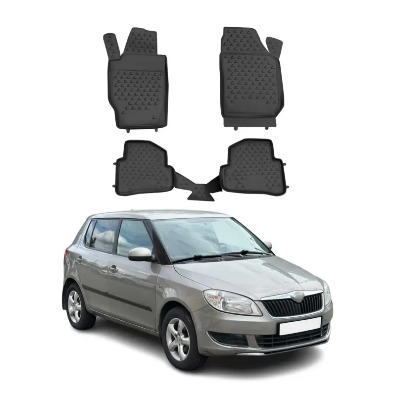Wochenendangebot OMAC Gummimatten Fußmatten für Skoda Fabia 2007-2014 TPE Automatten Schwarz 4x
