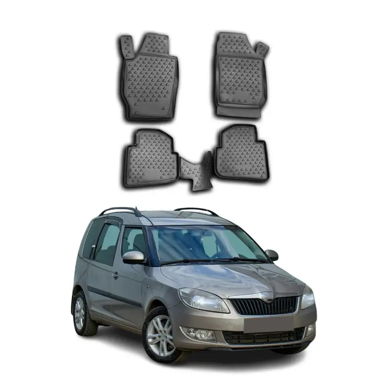 OMAC Gummimatten Fußmatten für Skoda Roomster 2006-2015 TPE Automatte Schwarz 4x Preiswert
