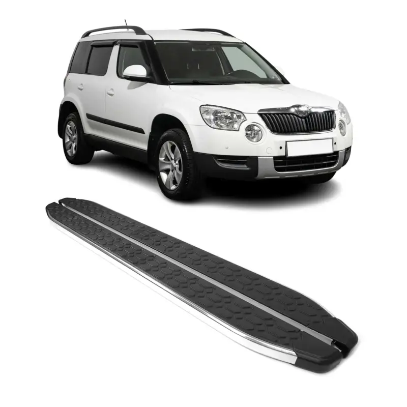 Wochenendangebot Trittbretter Seitenschweller für Skoda Yeti ab 2009 Edelstahl Schwarz Silber
