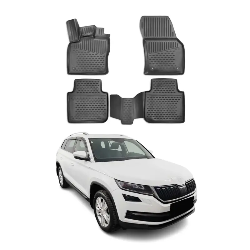 Finale Aktion OMAC Gummimatten Fußmatten für Skoda Kodiaq 2016-2024 TPE Automatten Schwarz 4x