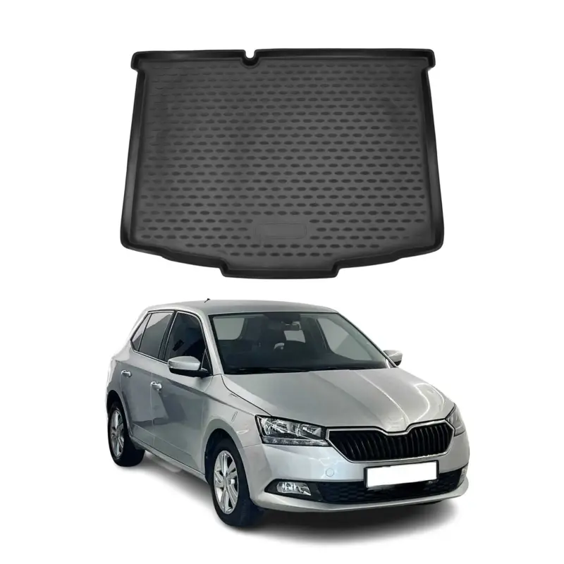 Kracherpreis Kofferraummatte Kofferraumwanne für Skoda Fabia 2014-2021 Gummi TPE Schwarz