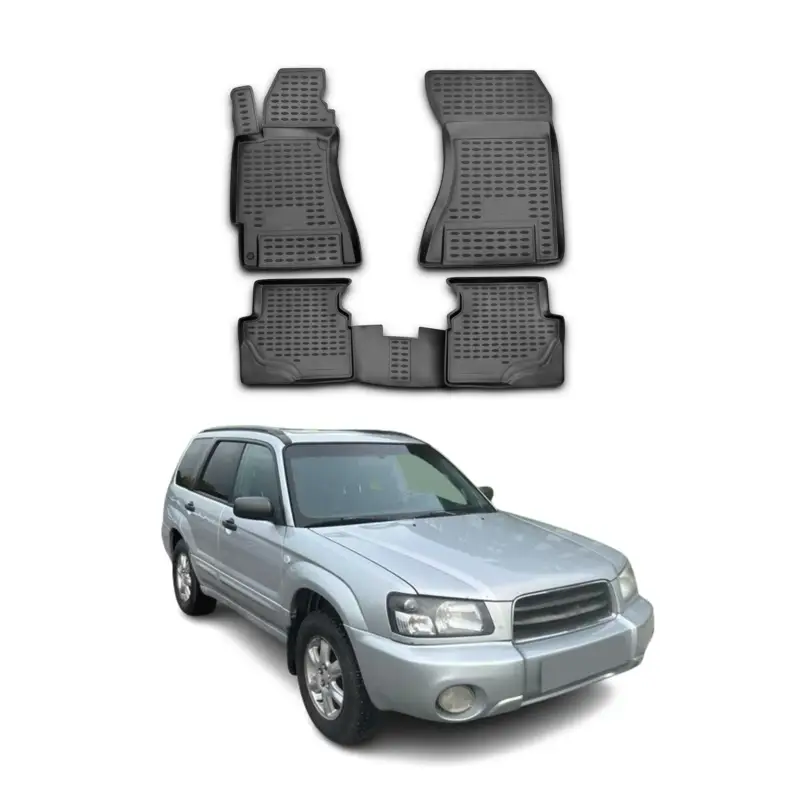 OMAC Gummimatten Fußmatten für Subaru Forester II 2002-2008 TPE Matten Schwarz Sichere Zahlung