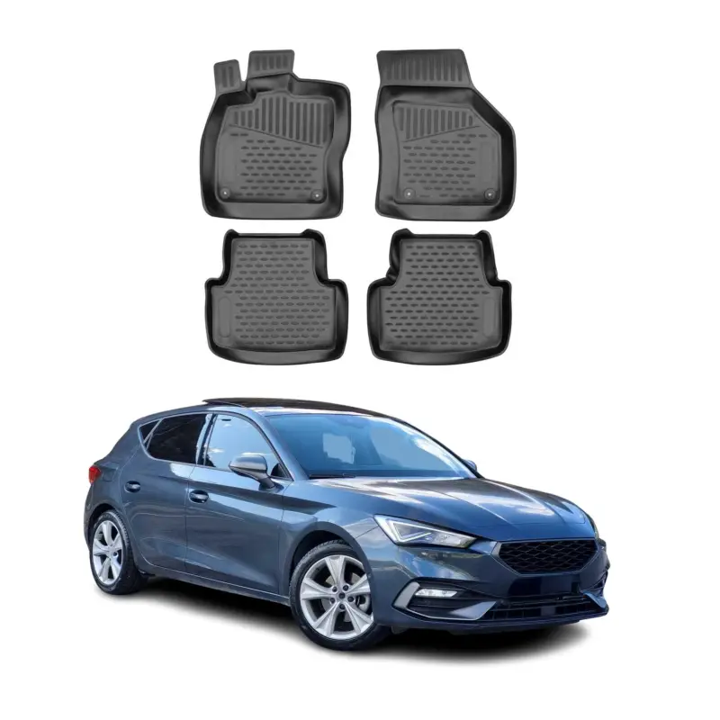 OMAC Gummimatten Fußmatten für Seat Leon 2020-2026 TPE Automatten Schwarz 4x Sichere Zahlung
