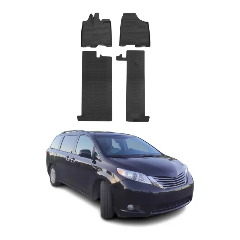 OMAC Gummimatten Fußmatten für Toyota Sienna mk3 2010-2020 8Sitze TPE Schwarz 4x Neu