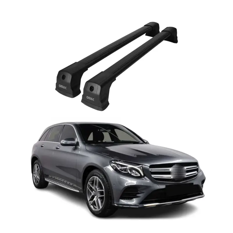 Dachträger Grundtäger für Mercedes GLC C253 2015-2020 75kg Alu Schwarz 2 tlg Sonderangebot