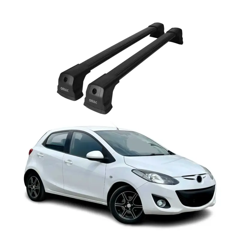 Sofort Bestellen Dachträger Grundtäger für Mazda 2 2007-2014 75kg Aluminium Schwarz 2 tlg