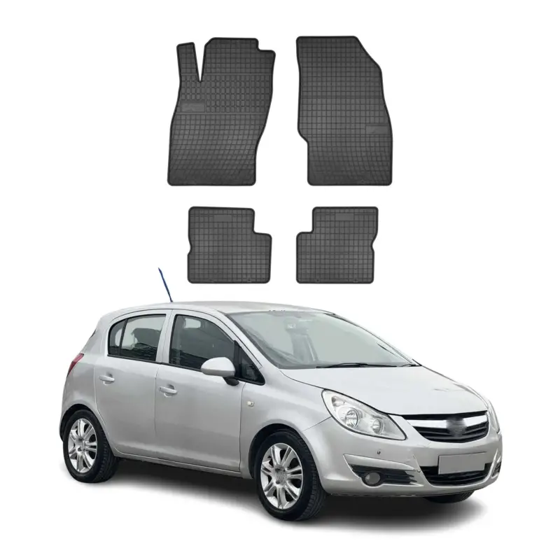 Billig OMAC Gummi Fußmatten für Opel Corsa D 2006-2014 Automatten Gummi TPE Schwarz 4x