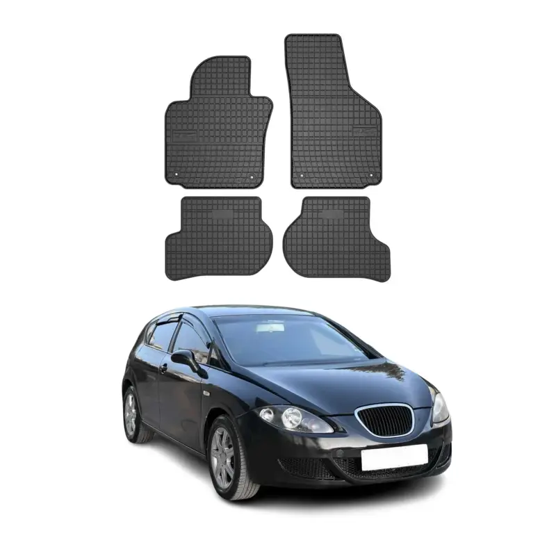 Jetzt Kaufen OMAC Gummi Fußmatten für Seat Leon 2005-2013 Automatten Gummi TPE Schwarz 4tlg
