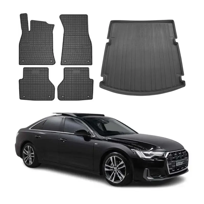 Begrenztes Angebot Fußmatten & Kofferraumwanne Set für Audi A6 Limo C8 2018-2025 Gummi 5x