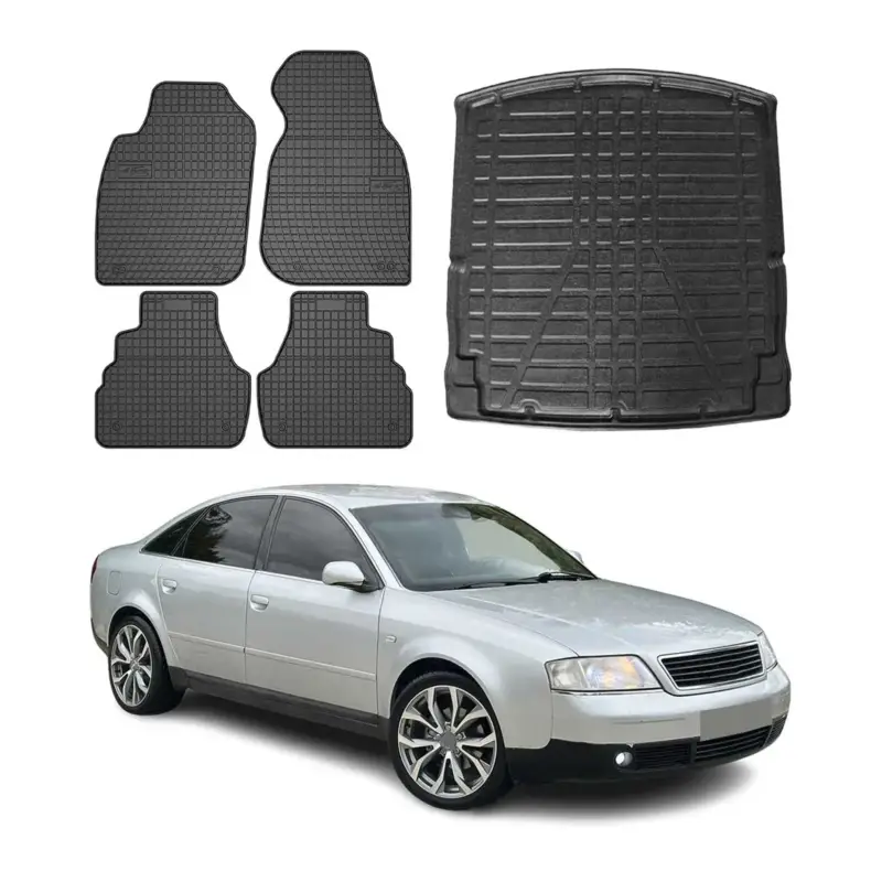 Fußmatten & Kofferraumwanne Set für Audi A6 C5 Limo 1997-2004 Gummi 5x Neu Im Sortiment