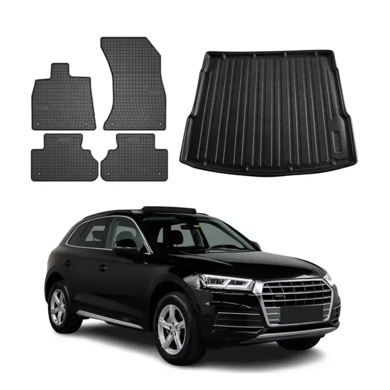 Fußmatten & Kofferraumwanne Set für Audi Q5 FY 2017-2024 Gummi Schwarz TPE 5x Zertifiziert