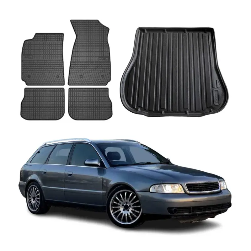 Fußmatten & Kofferraumwanne Set für Audi A4 B5 Avant 1994-2001 Gummi Schwarz 5x Neu Im Sortiment