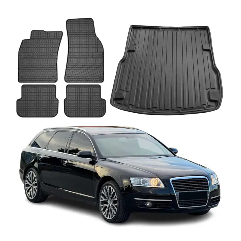 Preiswert Fußmatten & Kofferraumwanne Set für Audi A6 C6 Allroad Avant 2004-2008 Gummi 5x