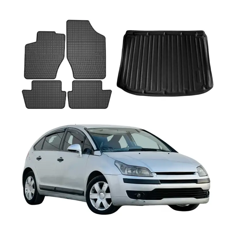 Fußmatten & Kofferraumwanne Set für Citroen C4 Schrägheck 2004-2010 Gummi 5x Preisreduziert
