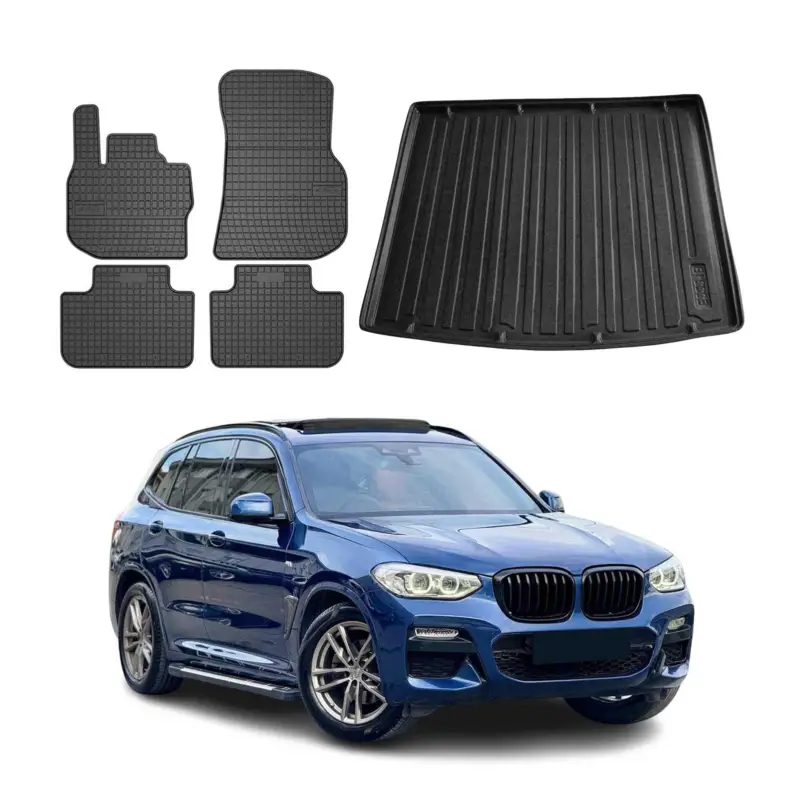 Fußmatten & Kofferraumwanne Set für BMW X3 G01 2017-2024 Gummi Schwarz 5x Günstig