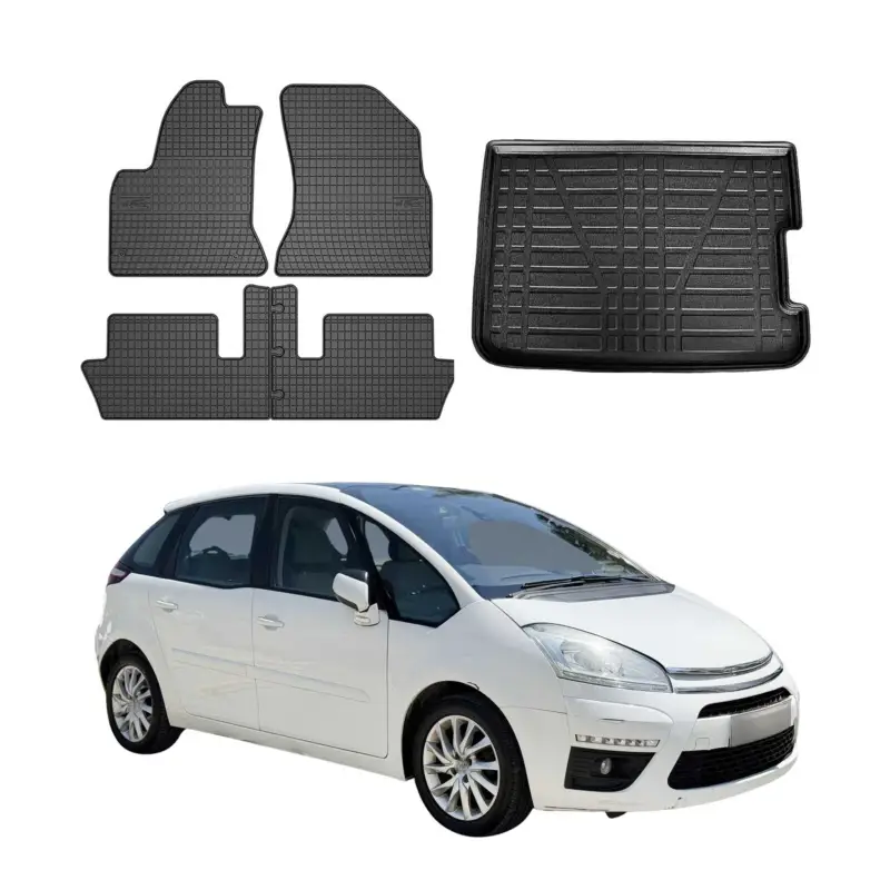 Fußmatten & Kofferraumwanne Set für Citroen C4 Picasso 2006-2012 Gummi TPE 5x Rabatt