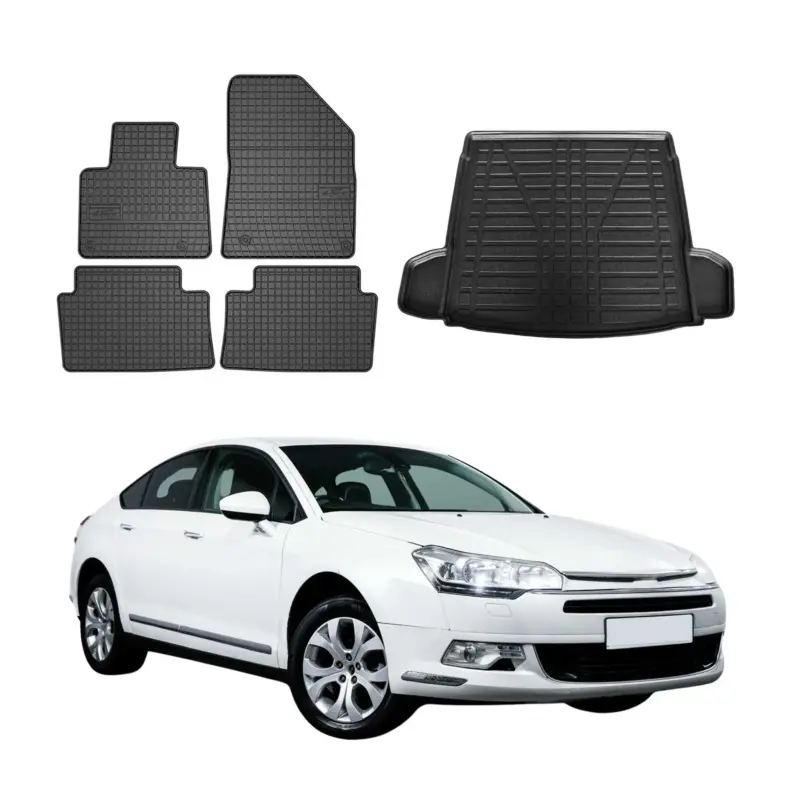 Fußmatten & Kofferraumwanne Set für Citroen C5 2008-2017 Gummi TPE Schwarz 5x Rabatt