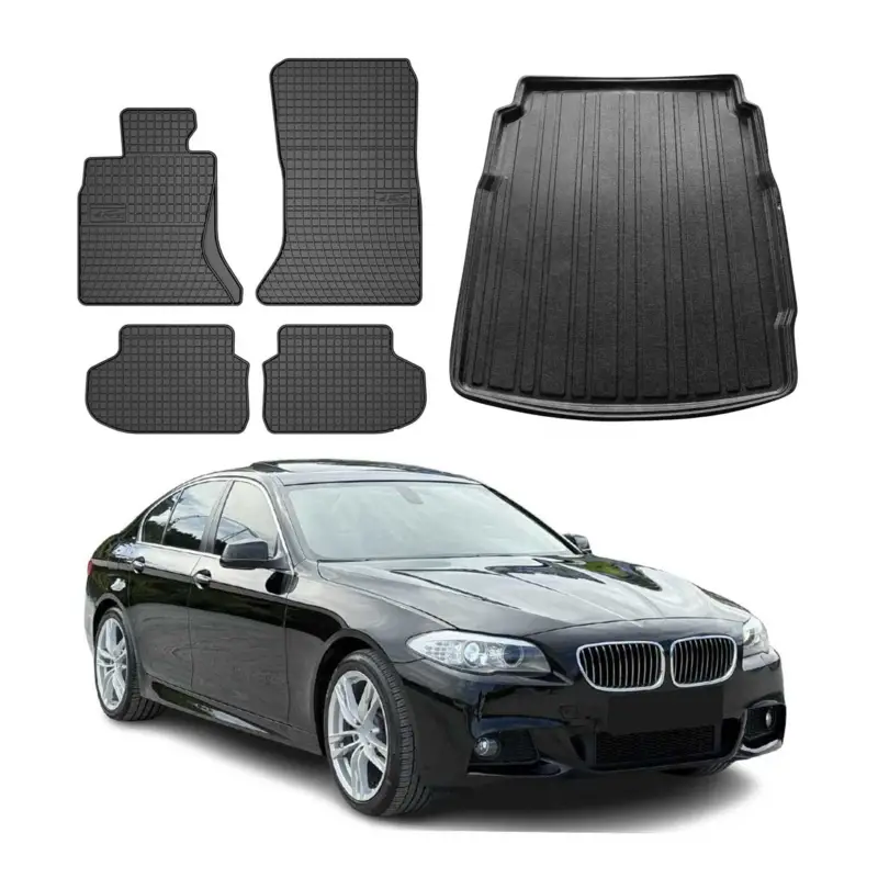 Fußmatten & Kofferraumwanne Set für BMW 5er F10 2009-2017 Gummi TPE Schwarz 5x Rabatt