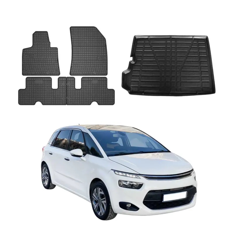 Fußmatten & Kofferraumwanne Set für Citroen C4 Grand Picasso 2013-2024 Gummi 5x Kracherpreis