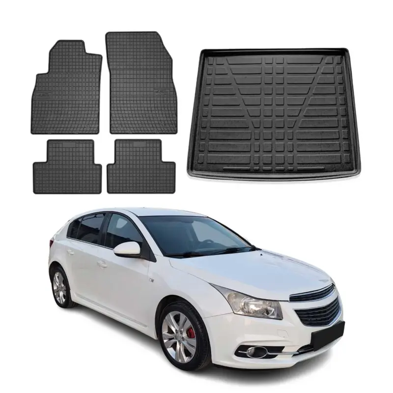 Fußmatten & Kofferraumwanne Set für Chevrolet Cruze 5tür 2011-2016 Gummi TPE Nur Heute