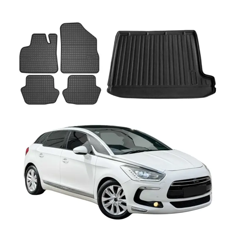 Fußmatten & Kofferraumwanne Set für Citroen DS5 2011-2015 Gummi TPE Schwarz 5x Online Kaufen