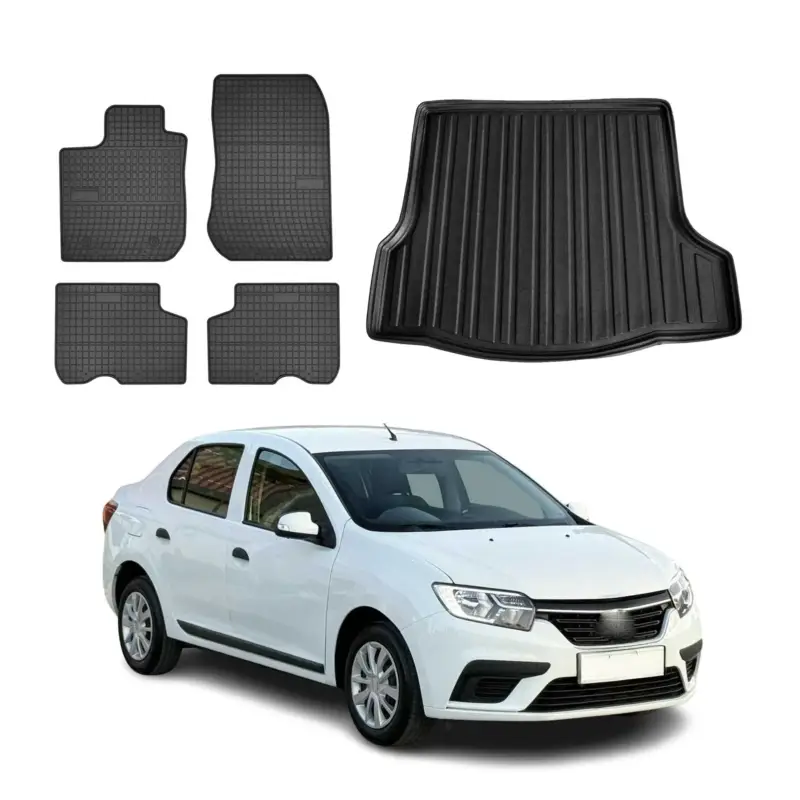 Top-Seller Fußmatten & Kofferraumwanne Set für Dacia Logan 2012-2020 Gummi TPE Schwarz 5x